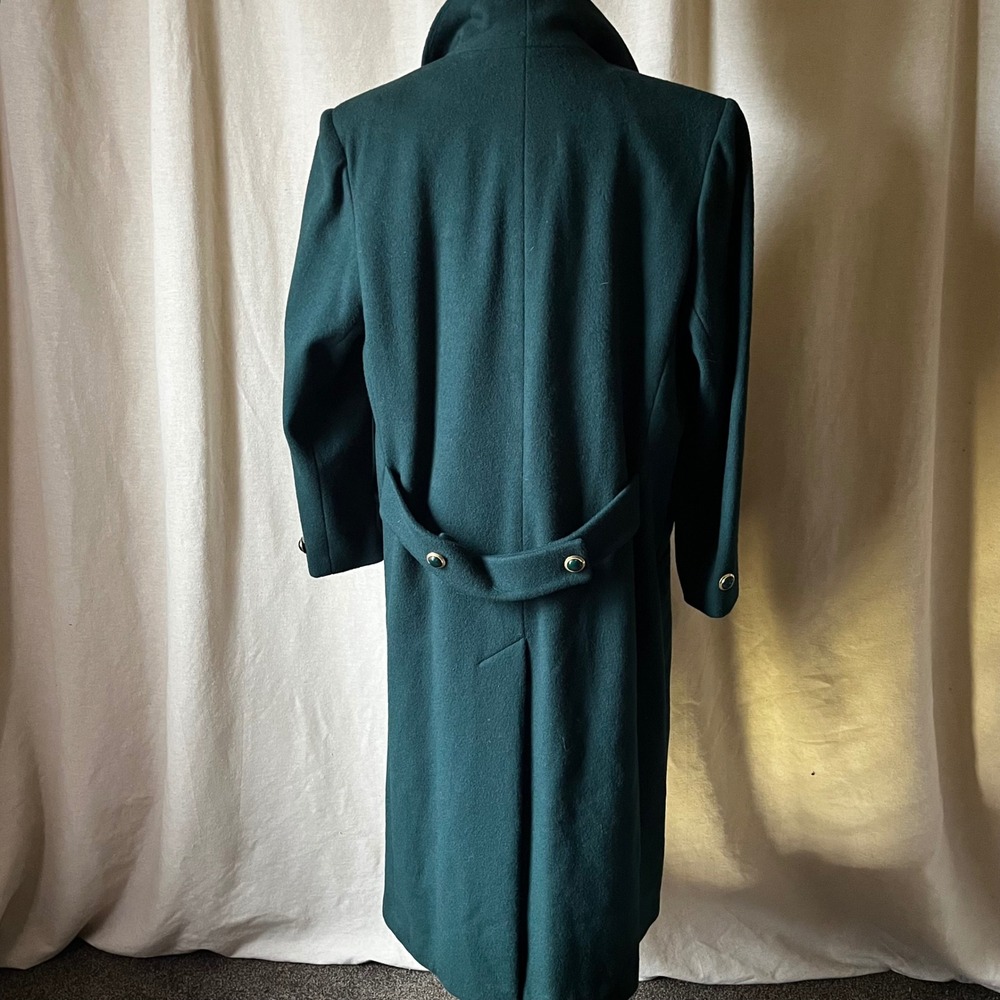Herman Kay Petite Green Wool Coat Sz 8P Double Breasted Vintage 90s - Picture 3 of 9